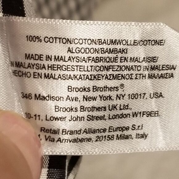 Brooks Brothers 346 Shirt Men 16-2/3 Slim Fit Black Gingham Check Non-Iron - Picture 6 of 10